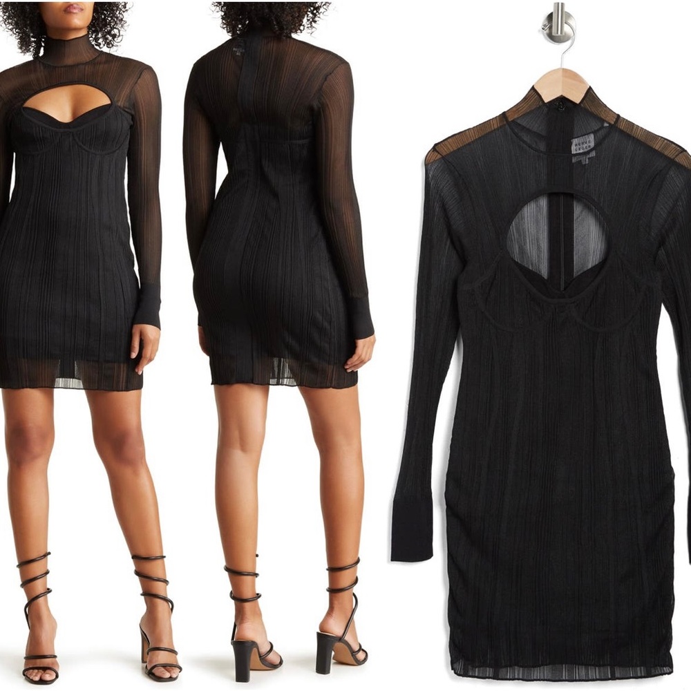Herve Leger layered sheer ribbed bandage dress. NWT.